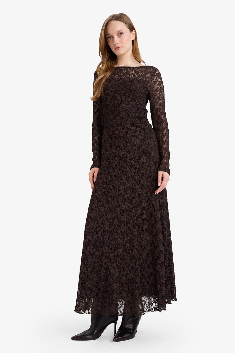 DeFacto Brown Woman A Cut Lace Skirt Casual - Image 2